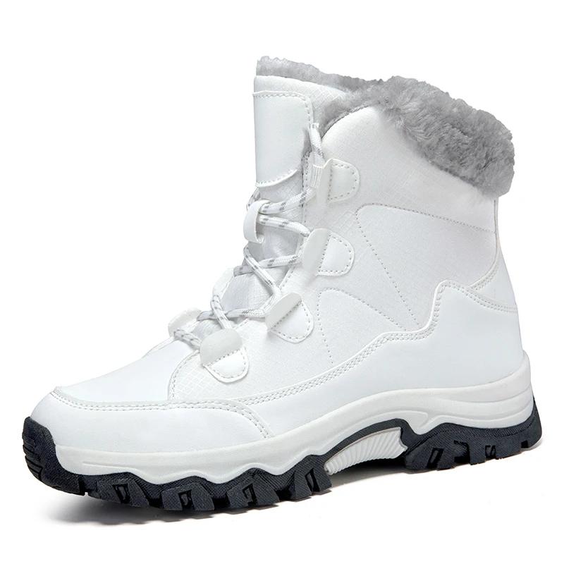 

Зимние женские сноубутсы 2024 Новые Уличные Утепленные Плюшевые Женские Кроссовки Снежная Обувь Теплые Толстая Подошва Снегозащищенные Хлопковые Ботинки 39 белый