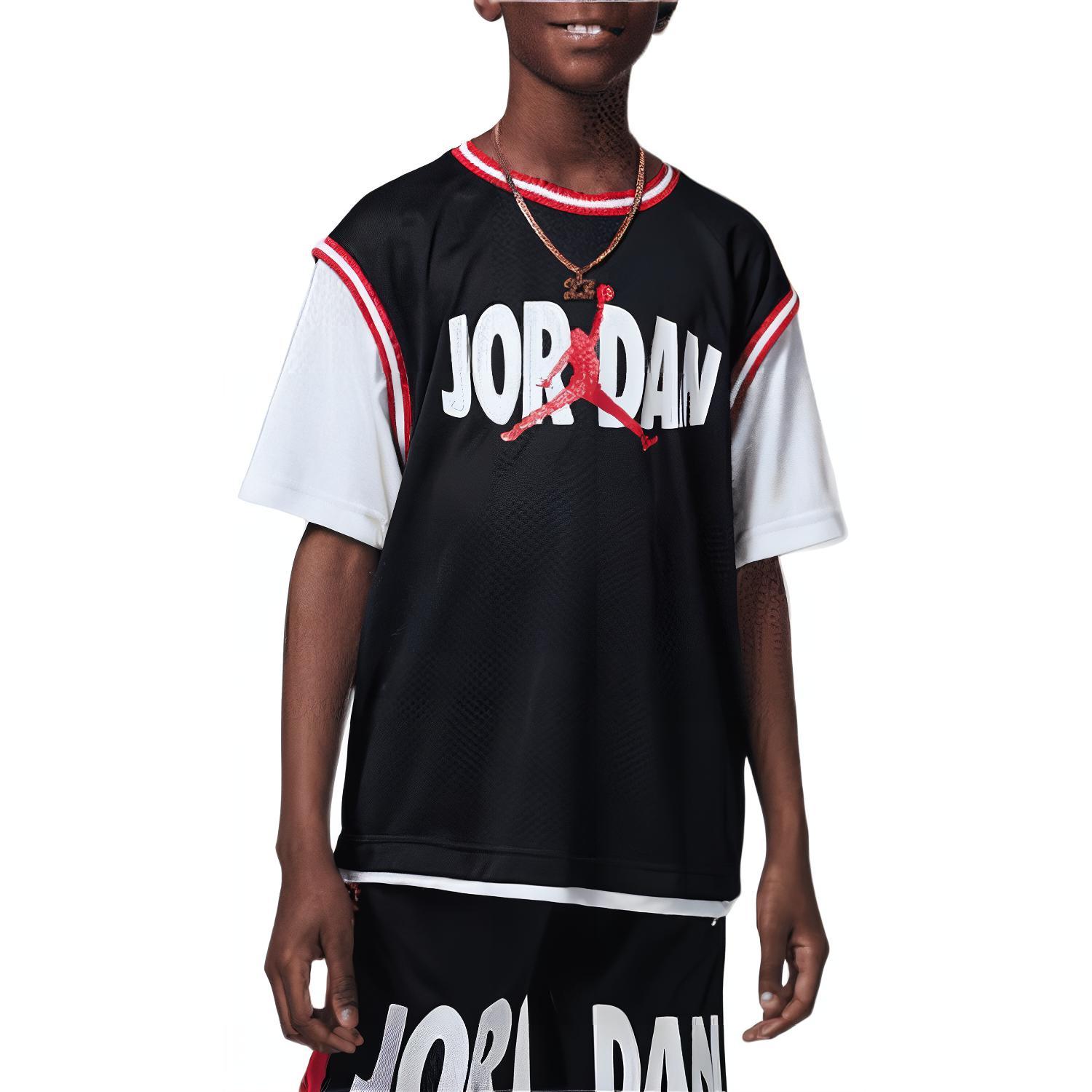 

Nike Letter Short Sleeve Casual T-Shirt Kids Tops Black FQ0646-010 L