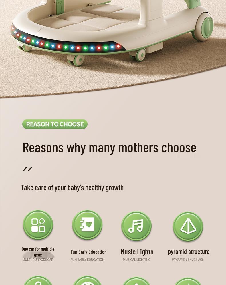 Musical Baby Walker with Sit-and-Push Assist for 6-18 Months