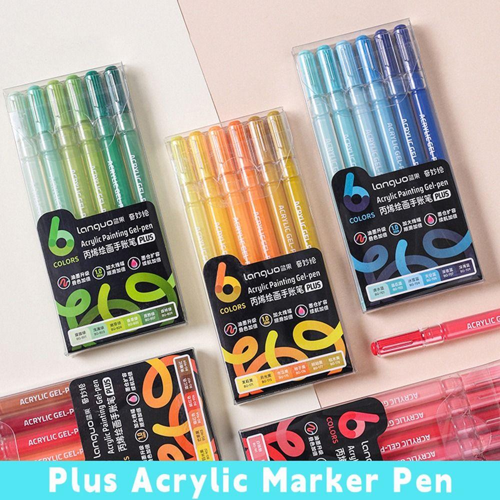 6Colors/Set DIY Album Card Acrylic Painting Brush 1.0mm Tip Color Graffiti Pen Marker Pen