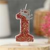 Red Birthday Number Candles Crown Glitter Red Candles For Cake 3D Shape Cake Topper Decoration For Wedding Reunions Theme Partie