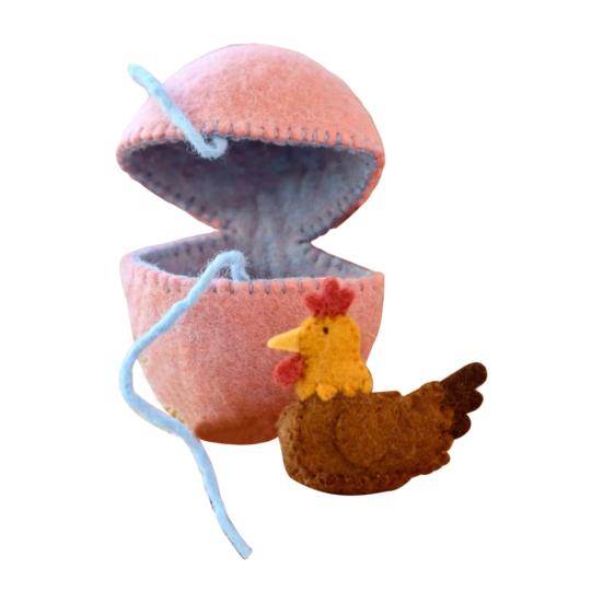 Surprise Easter Egg from Wool Felt Handmade Felted Easter Egg with Small Animals Hidden Inside Easter Basket Stuffer for Home Decor