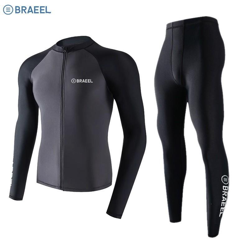 Mens UV Protection Rash Guard Set Long Sleeve Swimwear Snorkeling Surfing Diving Water Sports