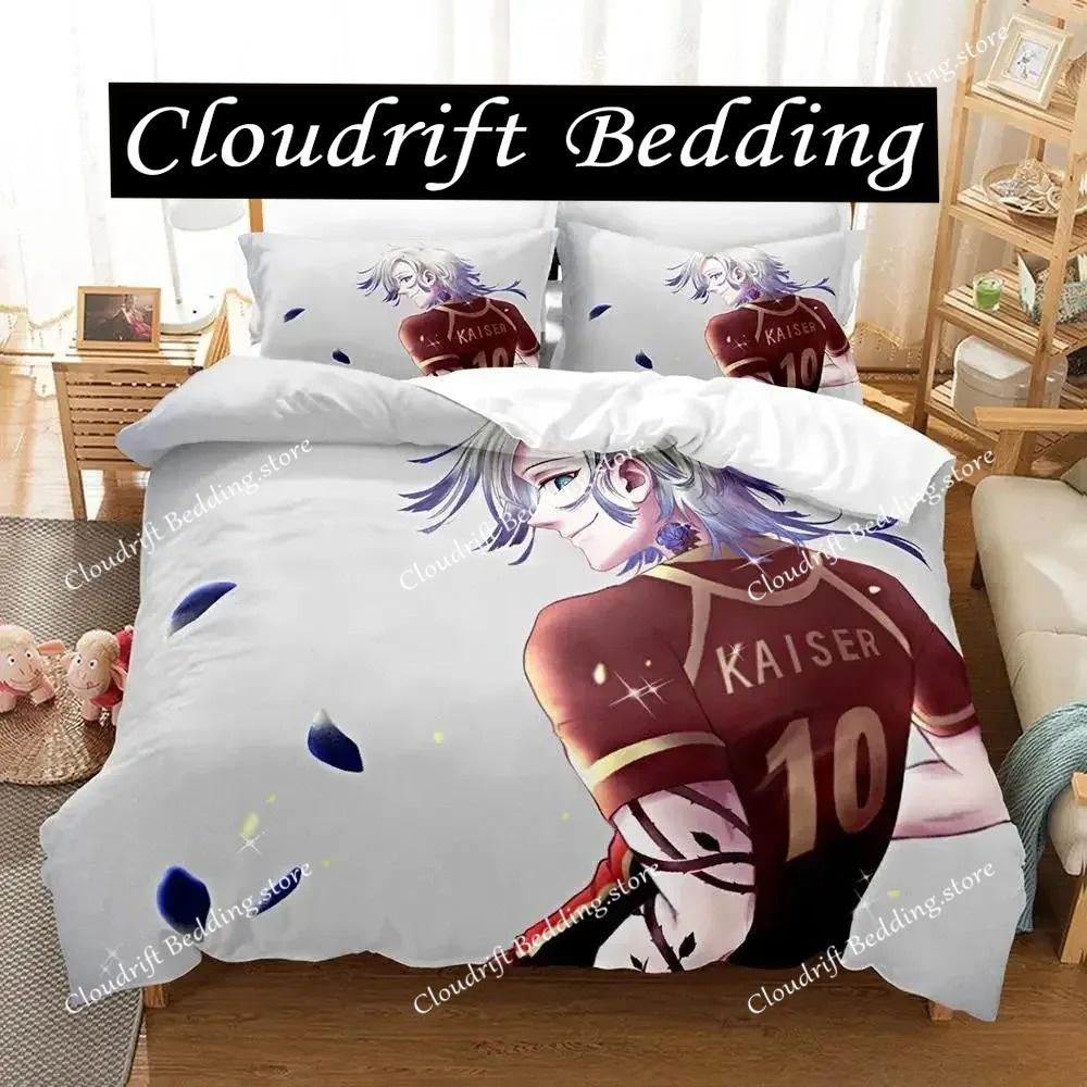 New B-Blue L-Lock Bedding Set Single Twin Full Queen King Size Bed Set Adult Kid Bedroom Duvet Cover Sets 3D Anime Bed Sheet Set