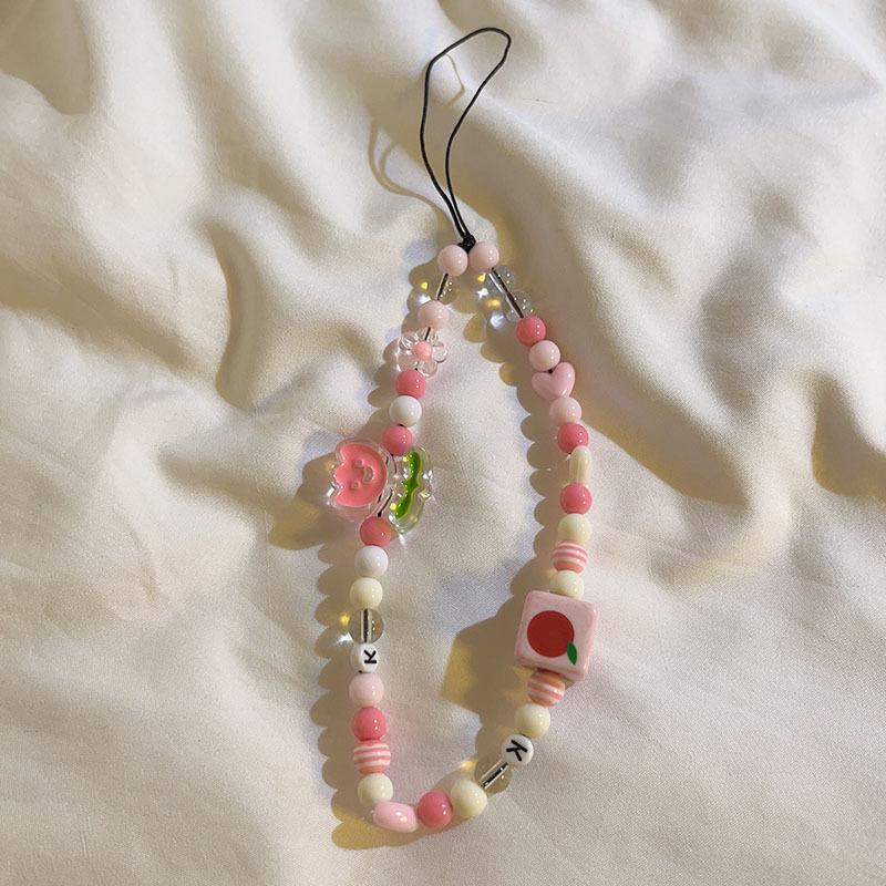 Bracelet de perles d'amour pour femmes, petit nœud en cristal frais, fleurs, amour, chaîne de téléphone portable, anti-chute, accessoires de coque de téléphone portable, DIY