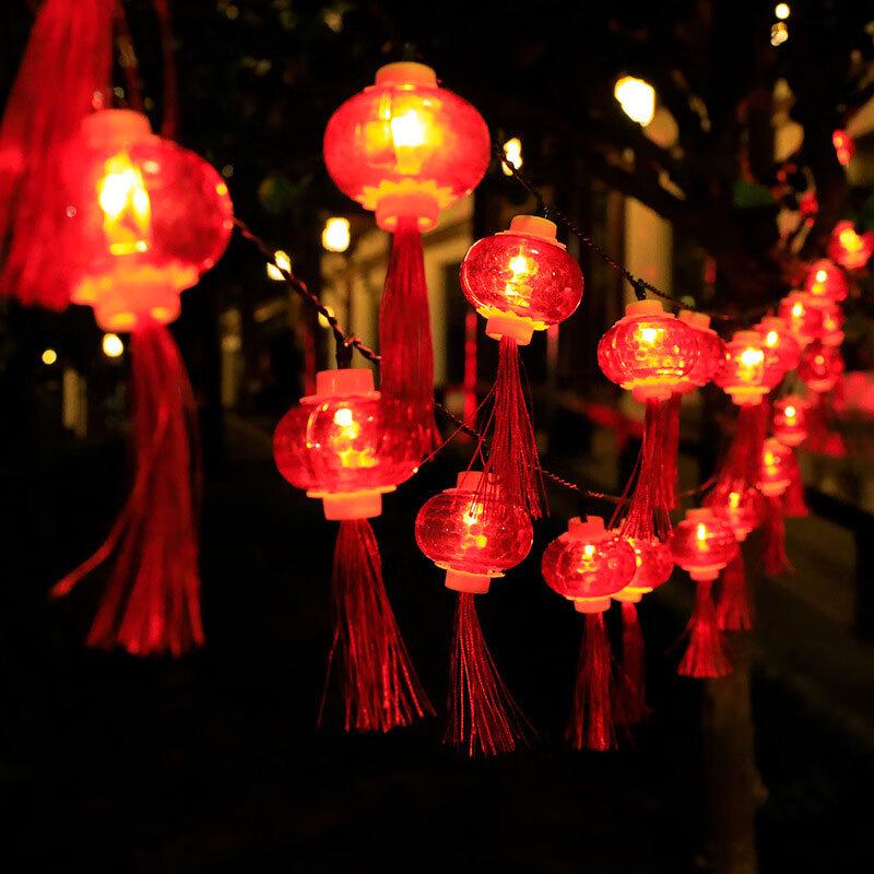 Festive Red Lantern LED String Lights