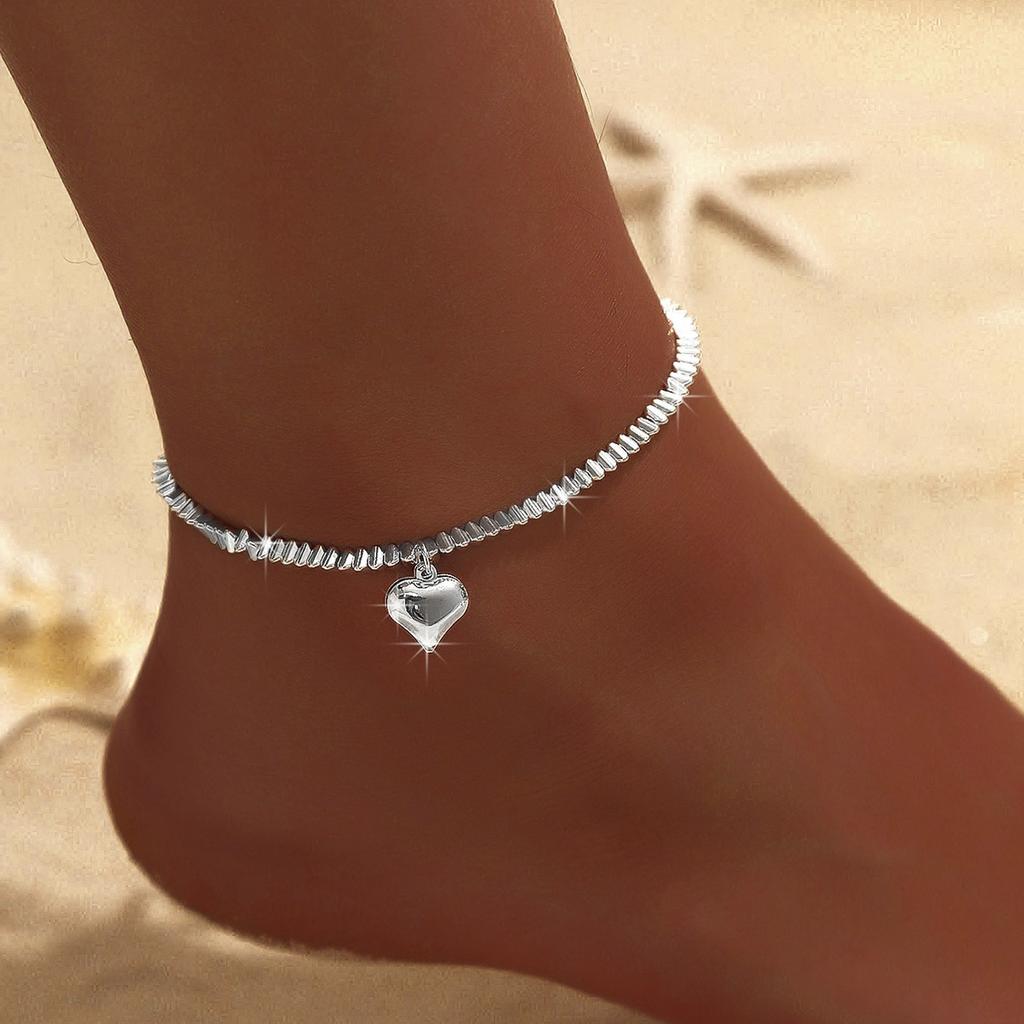 Shiny Sparkling Simple Anklet for Women Gold Silver Color Elegant Jewelry Female Beach Ankle Bracelet on Foot Party Gift