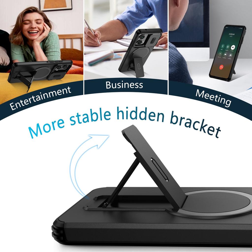 2 in 1 Schiebefenster Magnetische Handyhülle Für Motorola Moto Edge 2025 6,7 Zoll Weicher TPU-Rahmen Harte Kunststoff Schutzrückseite