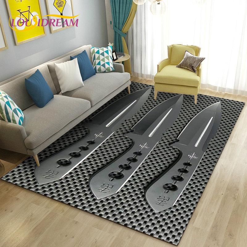 3D Sword Dagger Machete Saber Knife Area Rug,Carpet Rug for Living Room Bedroom Sofa Doormat Decor,Kid Play Non-slip Floor Mat
