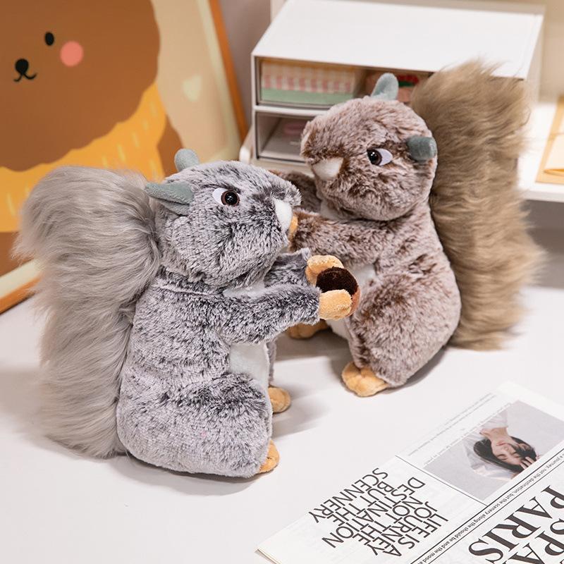 Păpușă veveriță simulată drăguță jucărie de pluș veveriță mică păpușă hamster pentru copii păpușă de alinare cadou de ziua de naștere