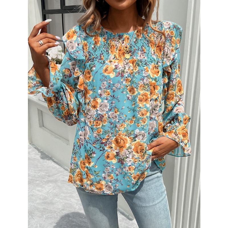 Printed Shirt Female Temperament Long-sleeved Shirt Blouse