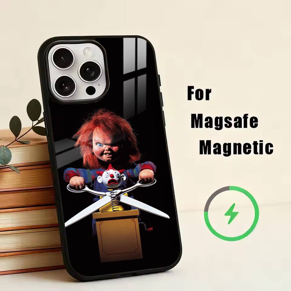 Chucky Scary Doll Phone Case For iPhone17,16,15,14,13,12,11 Plus,Pro Magnetic For Magsafe Wireless Charging