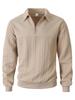2026 Men's Heavyweight Textured Lapel Zip Polo Sweatshirt for Spring/Autumn