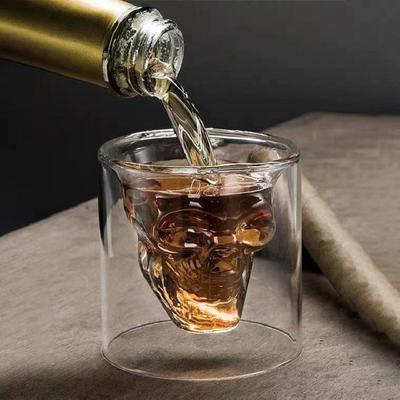 Halloween Nyhet Kopp Hodeskalle Hode Shotglass Morsom Kreativ Designer Krystall Fest Vinglass Gjennomsiktig Vodka Øl Krus