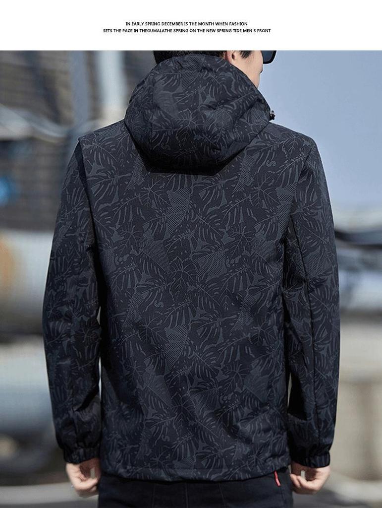 Men's Plus Size Hooded Windbreaker Jacket - Casual Spring Student Outerwear