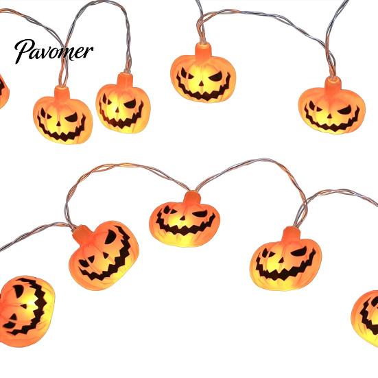 Outdoor Garden Decoration Halloween String Lights, 10/20 LED Spooky Pumpkin Ghost Fairy Light, Battery Easy Install Hanging Lights Operated for Indoor