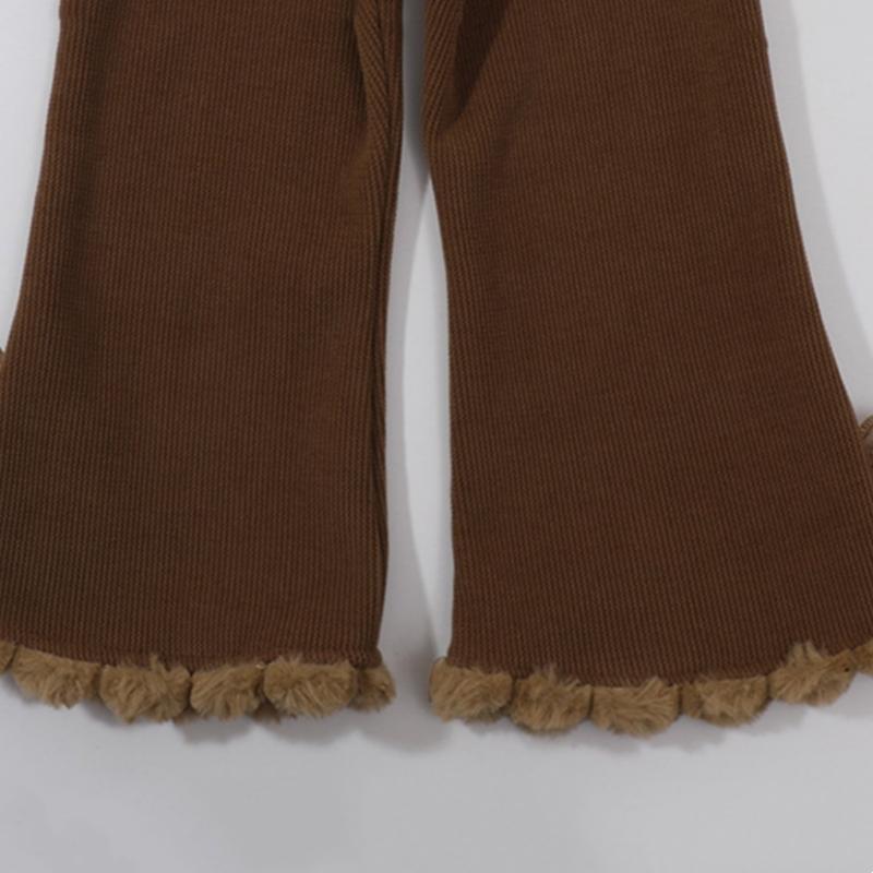 Baby Girls' Corduroy Pants Fashion Bow Casual Trousers Versatile Straight Tube Micro Pull Pants Kids Clothes Autumn Winter