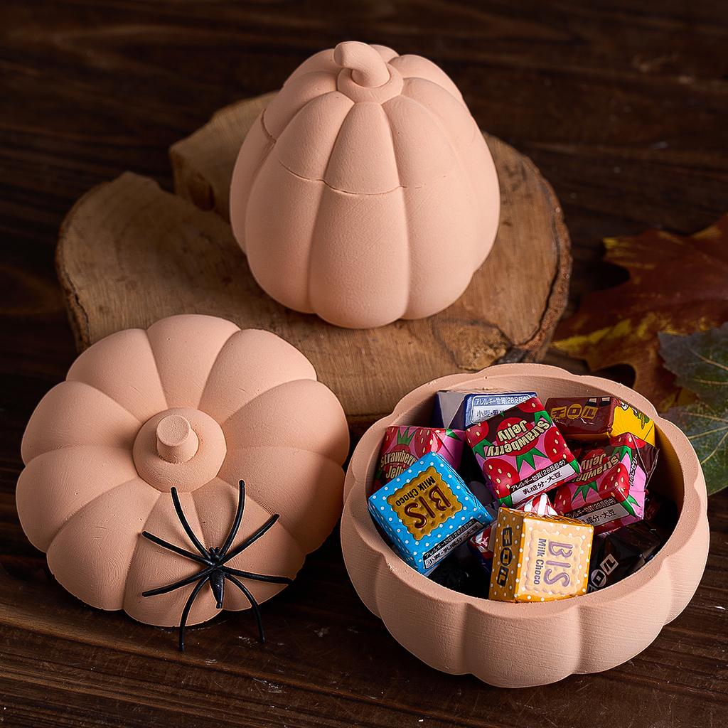 3D Pumpkin Candle Jar Silicone Mold DIY Storage Box Casting Molds Plaster Concrete Resin Flowerpot Craft Making Halloween Decor