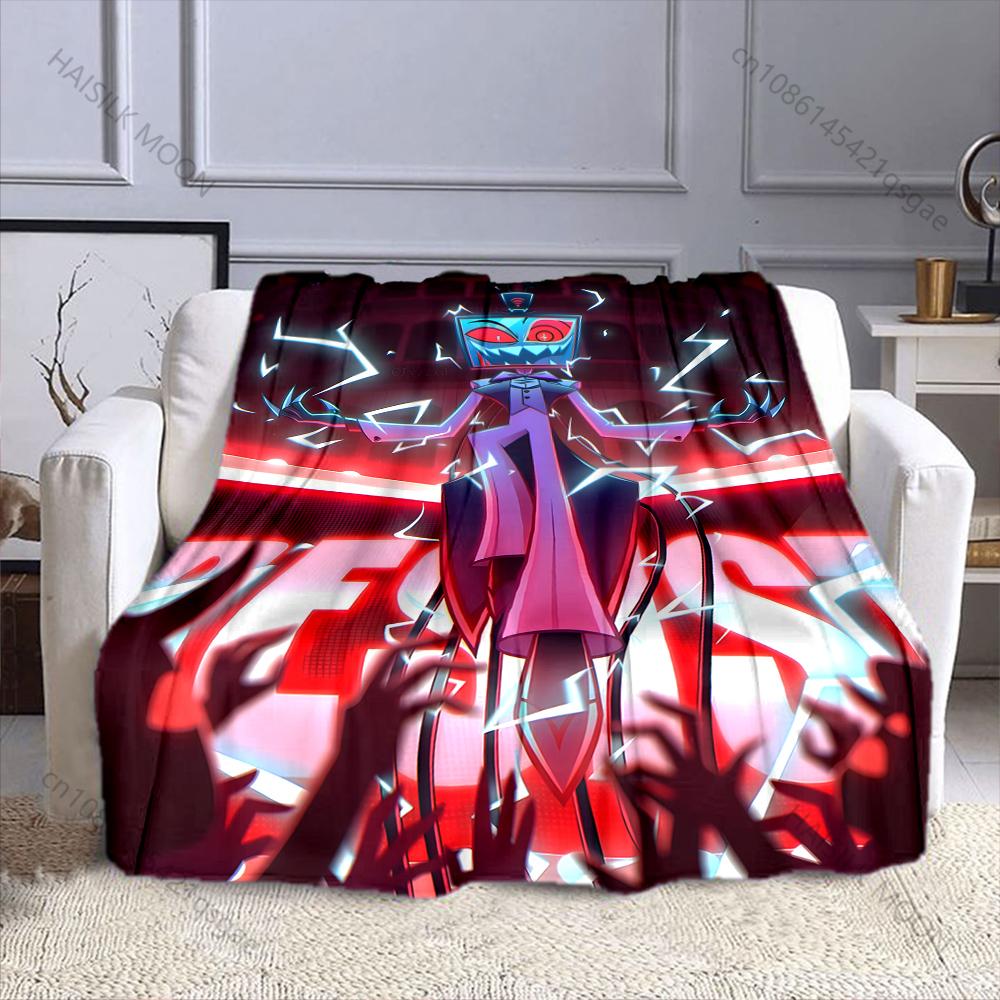 1PC TV Time Man Cartoon Print Blanket Warm Soft and Comfortable Home Travel Blanket Sofa Bedding Camping RV Blanket