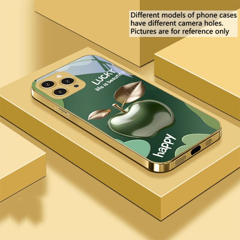 

Щасливе життя прекрасне Для IPhone 16 Pro Max 15 Pro 14 13 Plus 12 Mini 11Pro Max XS Max XR Золотий чохол для телефону з загартованого скла iPhone 15 Pro Max