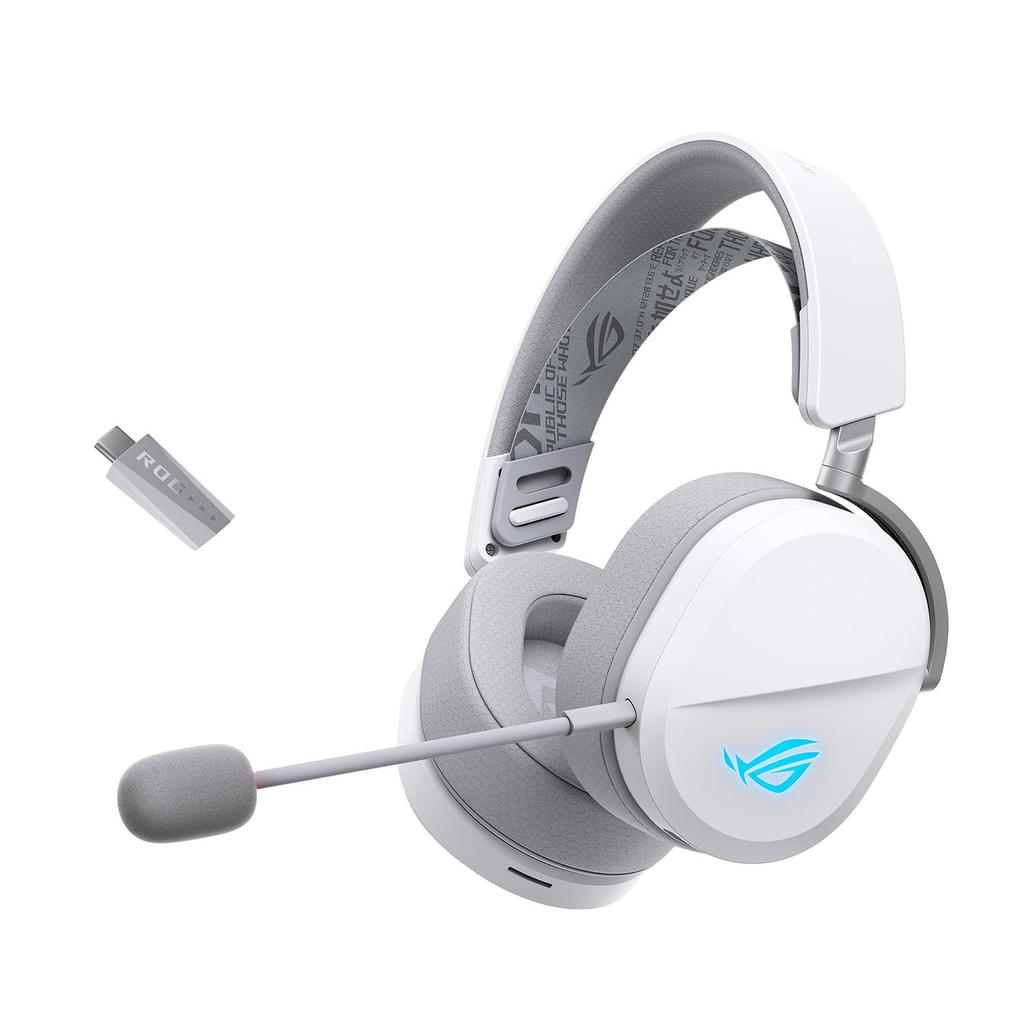 Asus ROG Pelta Wireless Gaming Moonlight USB 50mm Wireless Sound 10mm Wideband Boom Lightweight Available In Black and White Headset, White, Wired,