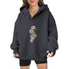 2025 new European and American Halloween women's hooded sweater front and rear pattern winter fleece loose casual