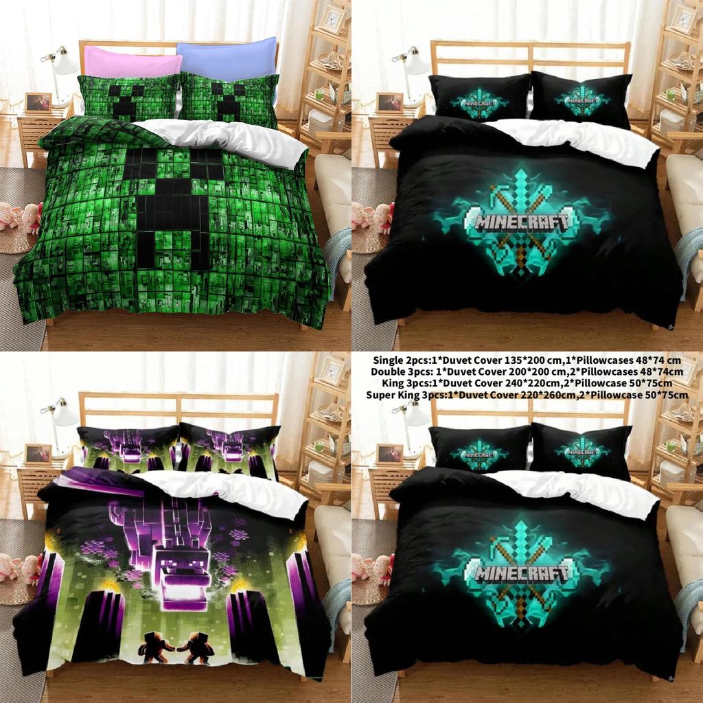 Minecraft Bedding Set With Cotton Fabric And Active Dye For 20m Bed Decor Gift