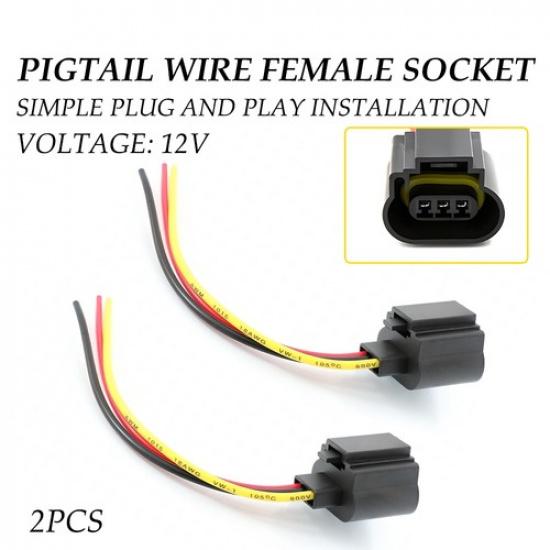 Universal Head 2 Harness Light Plug Bulb Re2PCS Socket Wire P Female Pigtail H13