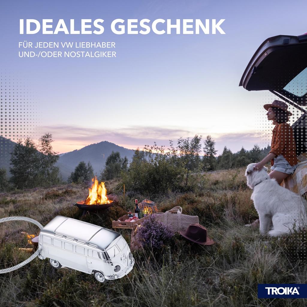 TROIKA Volkswagen Bus Miniature Car Keyring, Lightly T1 Bus KR17-40/CH Keychain Charm