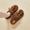Loafers Shoes for Women Full Coverage Fashion Beaded Comfortable Flat Shoes Casual Lace Up Vintage Slip On Shoes Zapatos Cómodos