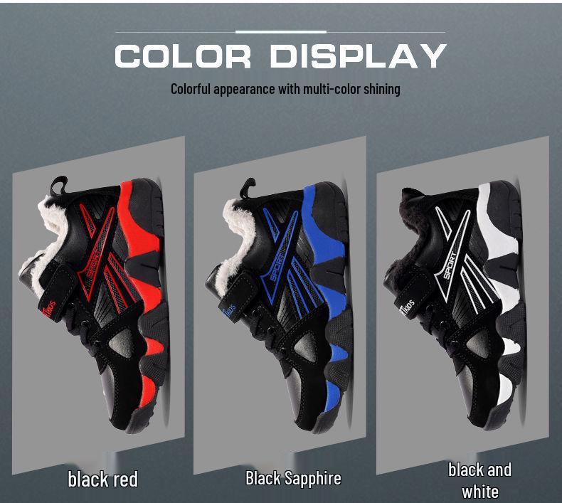 Boys' Warm Winter Sports Shoes with Velvet Lining - Cotton Sneakers for School Kids