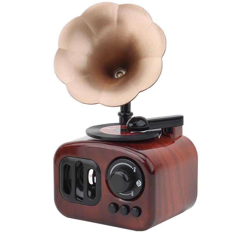 Mini Retro Gramophone Music Box - Rotating Record Player Ornament for Children's Holiday & Living Room Decor