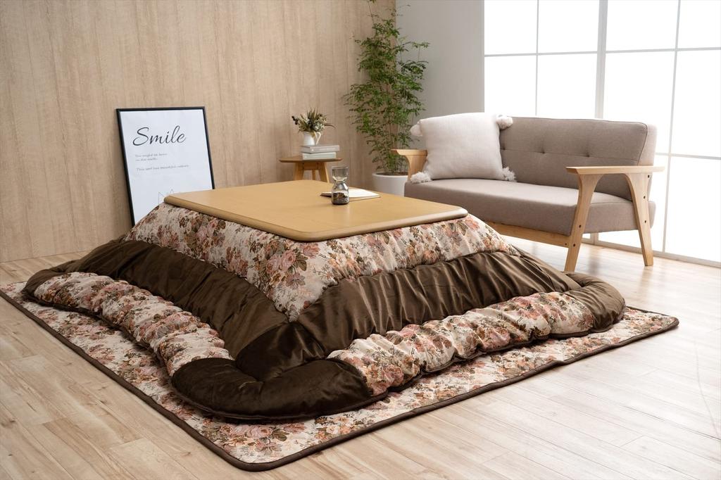 Ikehiko Kotatsu Futon Milia Beige Square 205 X 205 Cm Single Item Jacquard Weave Suitable for Cm Square Kotatsu Stand Approx. 80-90 #1151690020103