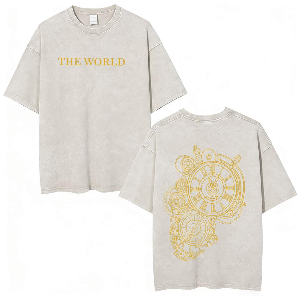 Anime JoJo Bizarre Adventure Jotaro Kujo Vintage Acid Washed T Shirts Men Women Cotton Casual Short Sleeves Tshirts Streetwear