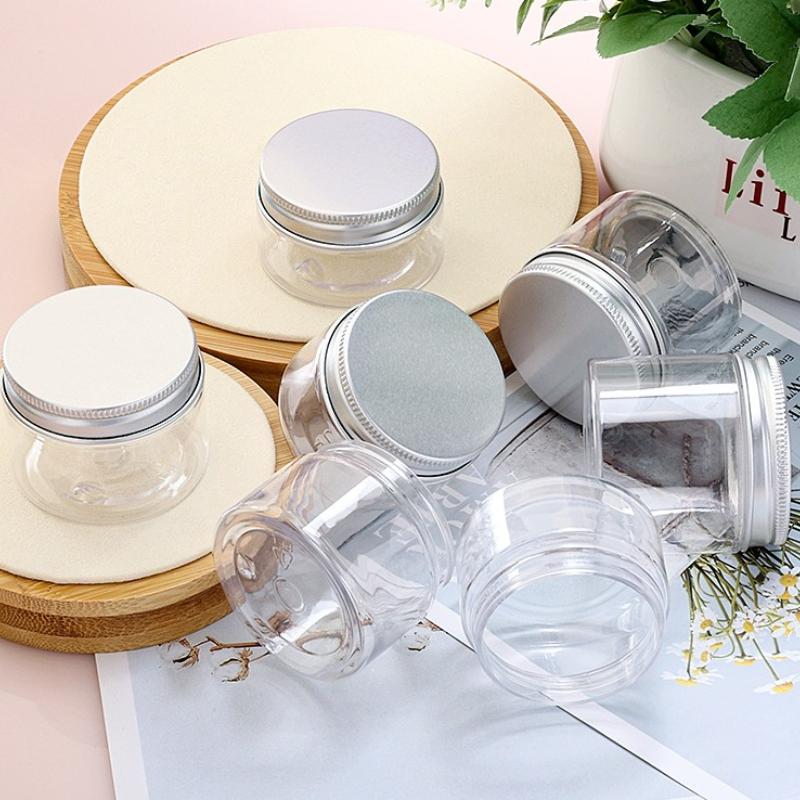 Aluminum Circular Storage Tank with Lid Cosmetic Trial Packaging Can Transparent Food Travel Wide Mouthed Bottles and Jars