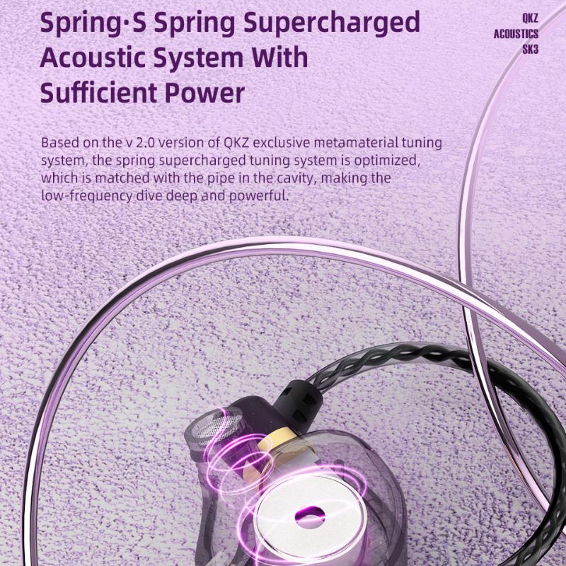QKZ SK3 Dynamic Ring HiFi Headset with Wheat Wire Control Mobile Phone Computer Game In -ear Sports Music Headset