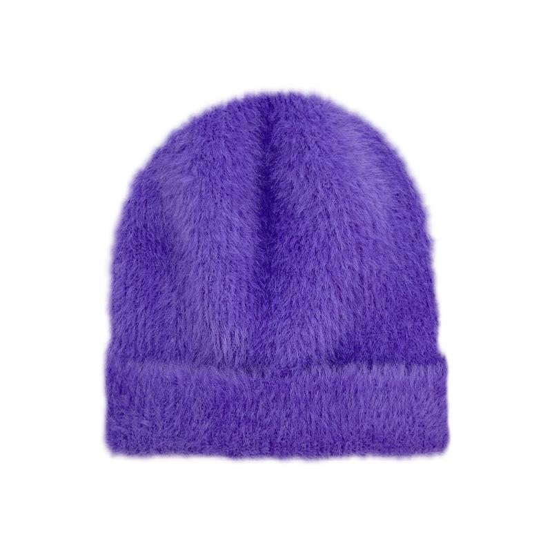 Winter Imitation Mink Hair Children's Knitted Hat, Solid Color Imitation Rabbit Hair Wool Hat for Boys and Girls Outdoor Warm Cold Hat