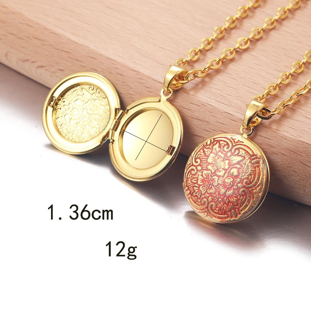 Golden Locket Pendant Mood Necklace Emotion Women Men Lovers Photo Frame Box Choker Necklaces Fashion Love Enamel Jewelry