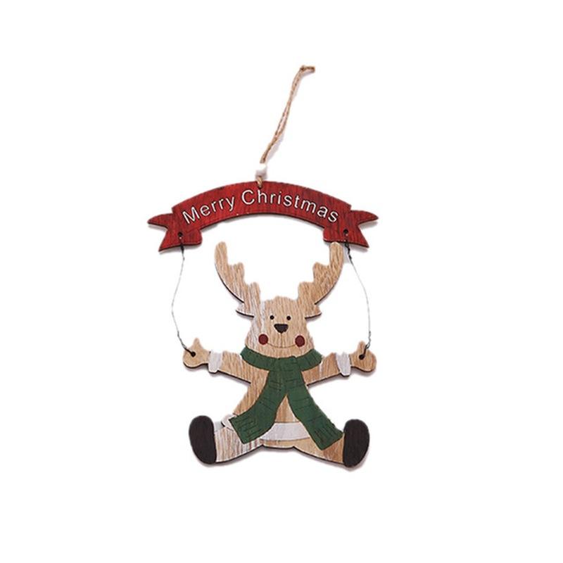 Christmas Party Decorations Kids Gift Hanging Drop Ornaments Christmas Wooden Pendants Ornaments for