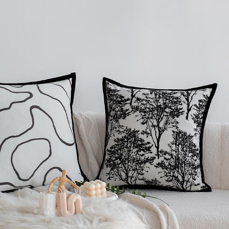Nordic Simple Black and White Pillow Case Living Room Sofa Pillow Model Room Hotel B&B Home Cushion