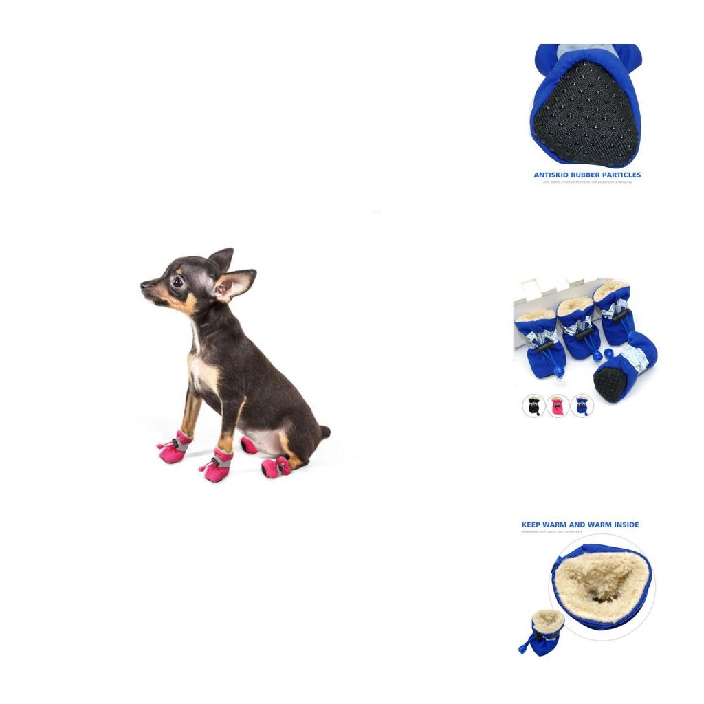 Zapatos Botas Reflectantes Antideslizantes de Calidad Premium para Perros, 4 Piezas, Diseño Impermeable Acolchado de Forro Polar Suave