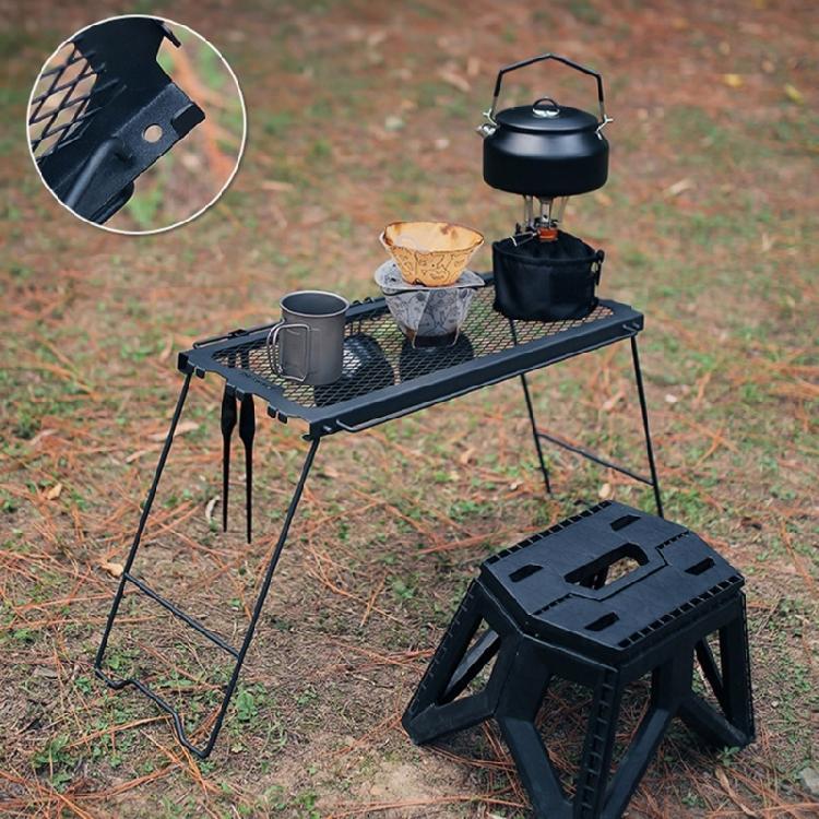 Folding Camping Table Light Weight Grill Table Cooking Grate Overfire Desk Portable Picnic Tables Easy to Clean
