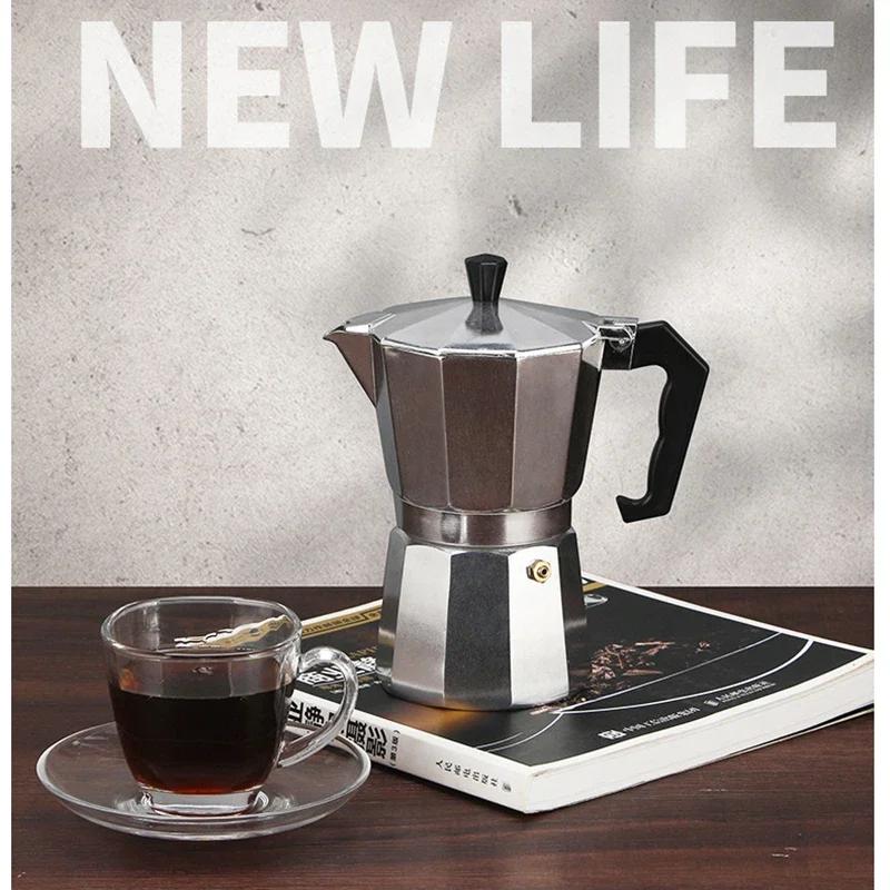 150 300 600 Caffettiera Moka in Alluminio Con Fornello Elettrico Macchina da Caffè per Piano Cottura Percolatore Espresso Bollitore Mocha Riscaldatore Casa Domestico