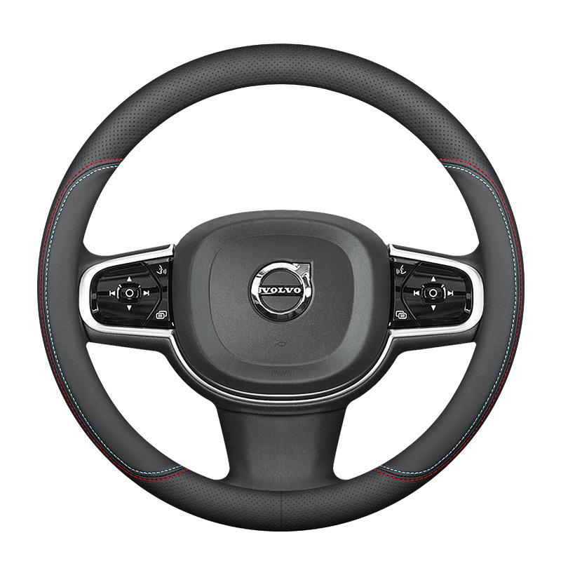 Premium Leather Steering Wheel Cover for Volvo XC40, XC60, XC90, S60, S90 - All Seasons