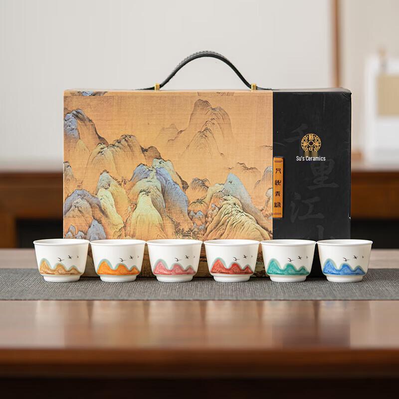 Sushic Dehua White Porcelain 'A Thousand Li of Rivers and Mountains' Tea Cup