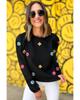 Azura Exchange Black Floral Embroidered Puff Sleeve Top