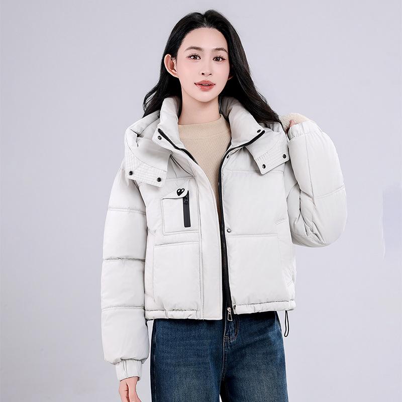 Sports style fashion casual hooded down cotton short cotton clothes women's winter warm zipper loose jacket bread clothes