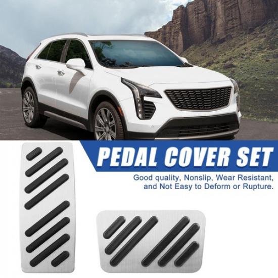 Automatic Brake Gas Pedal Cover Kit fit for Cadillac XT4 XT5 2014-21 Silver Tone