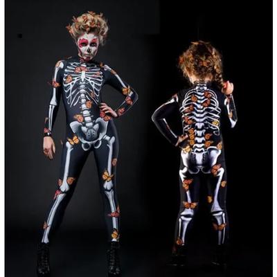 Halloween Cosplay Costumes Scary Acting Suit Butterfly Print Coveralls White Skull Comfortable Family Wear New Fashion2022