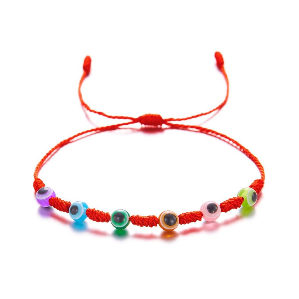 Handmade 7-Knot Blue Evil Eye Bracelet: Versatile Red Rope for Couples, Spring & Autumn Style